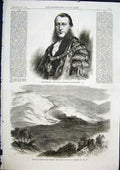 Old Antique Print Portrait Lawrence Mayor Punjaub Dilboree Village India