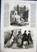 Original Old Antique Print Judge Jeffreys Jame'S Park London Paris Fashions 1868