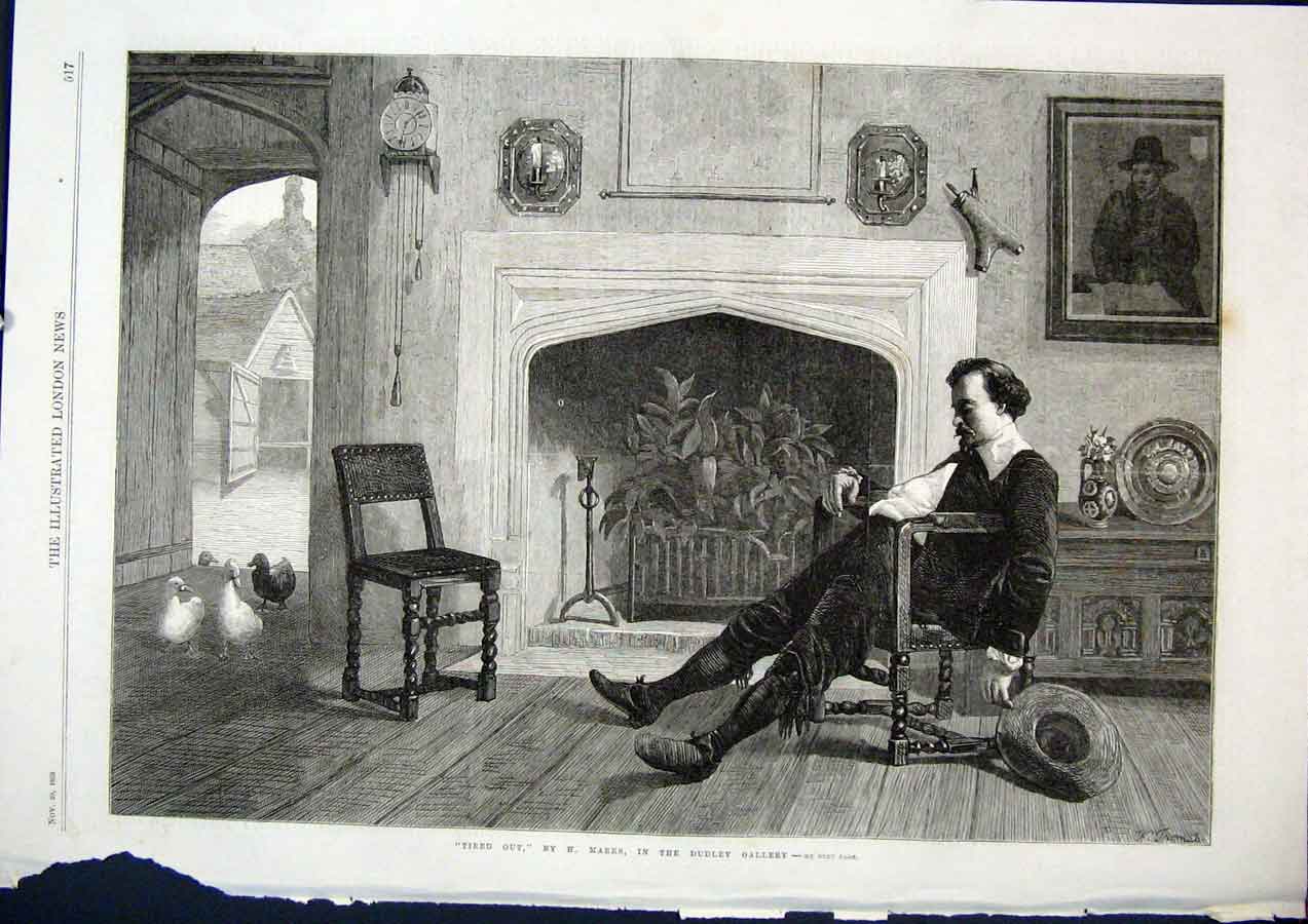 Original Old Antique Print Tired Out Marks Dudley Gallery Fine Art 1868 19th
