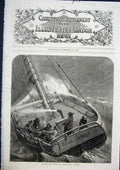 Original Old Antique Print CNorth Sea Boat Ship Duncan Fine Art 1868 Victorian