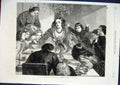 Original Old Antique Print Crown Feast Ward Dinner Christmas Fine Art 1868 19th