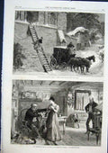 Original Old Antique Print Canham Elope Barn Clapperclaw Cottage Fine Art 1868