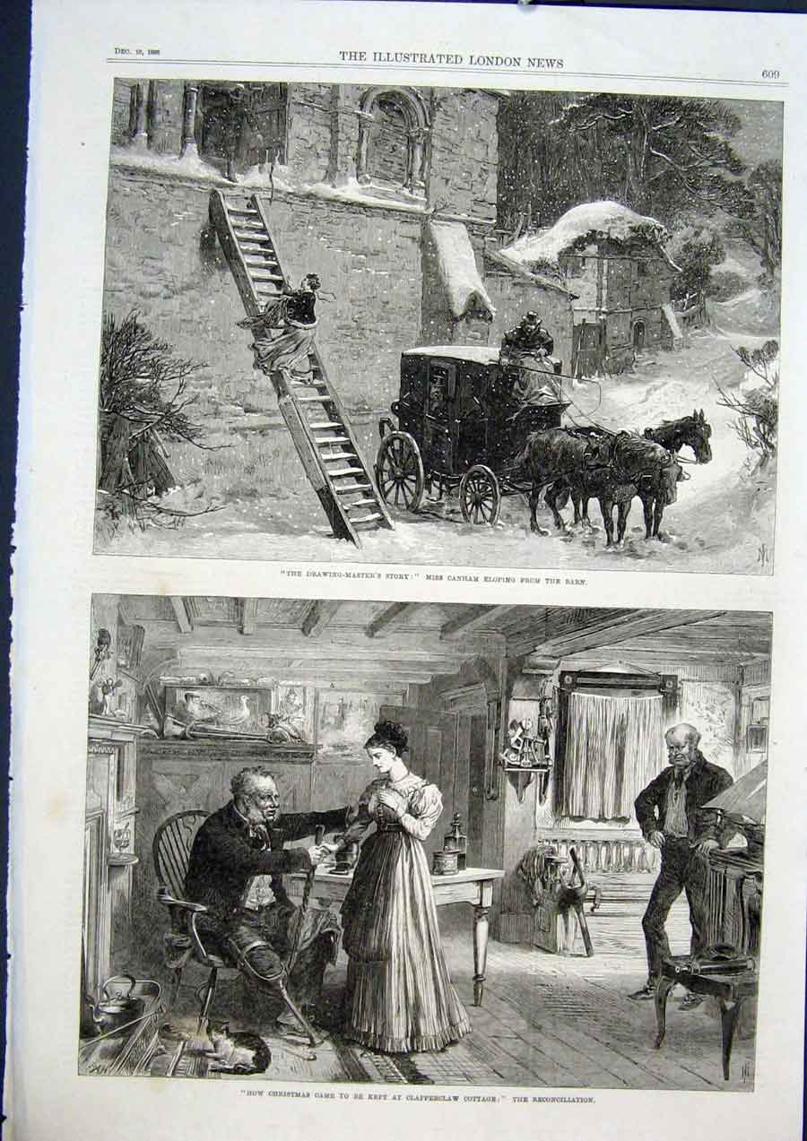 Original Old Antique Print Canham Elope Barn Clapperclaw Cottage Fine Art 1868