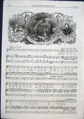 Old Antique Print Music Score Sheet Latey Philp Youthful Pair Tune Words