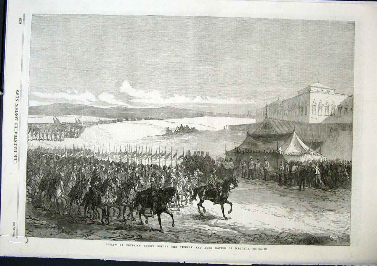 Old Antique Print Egyptian Troops Napier Magdala Viceroy India Egypt 1868 19th