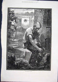 Original Old Antique Print War Harvest Fine Art 1871 19th Century