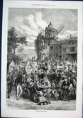 Original Old Antique Print Saturday Half Holiday England London 1871 Victorian