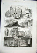 Old Antique Print Scott Abbotsford Holyrood Palace Statue Bust Chantrey