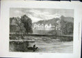 Original Old Antique Print Abbotsford Scotts Riverside Home Scotland 1871 19th