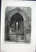 Original Old Antique Print Dryburgh Abbey Scott Grave 1871 19th
