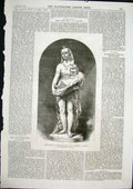 Original Old Antique Print Statue Child Moses Borzeghi Milan Italy Fine Art 1871