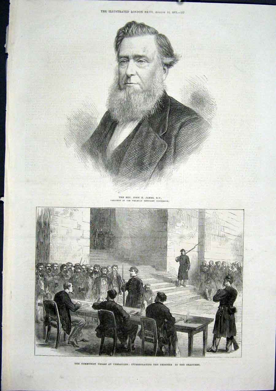 Old Antique Print Portrait James Versailles Orangery Communist Trail 1871 19th