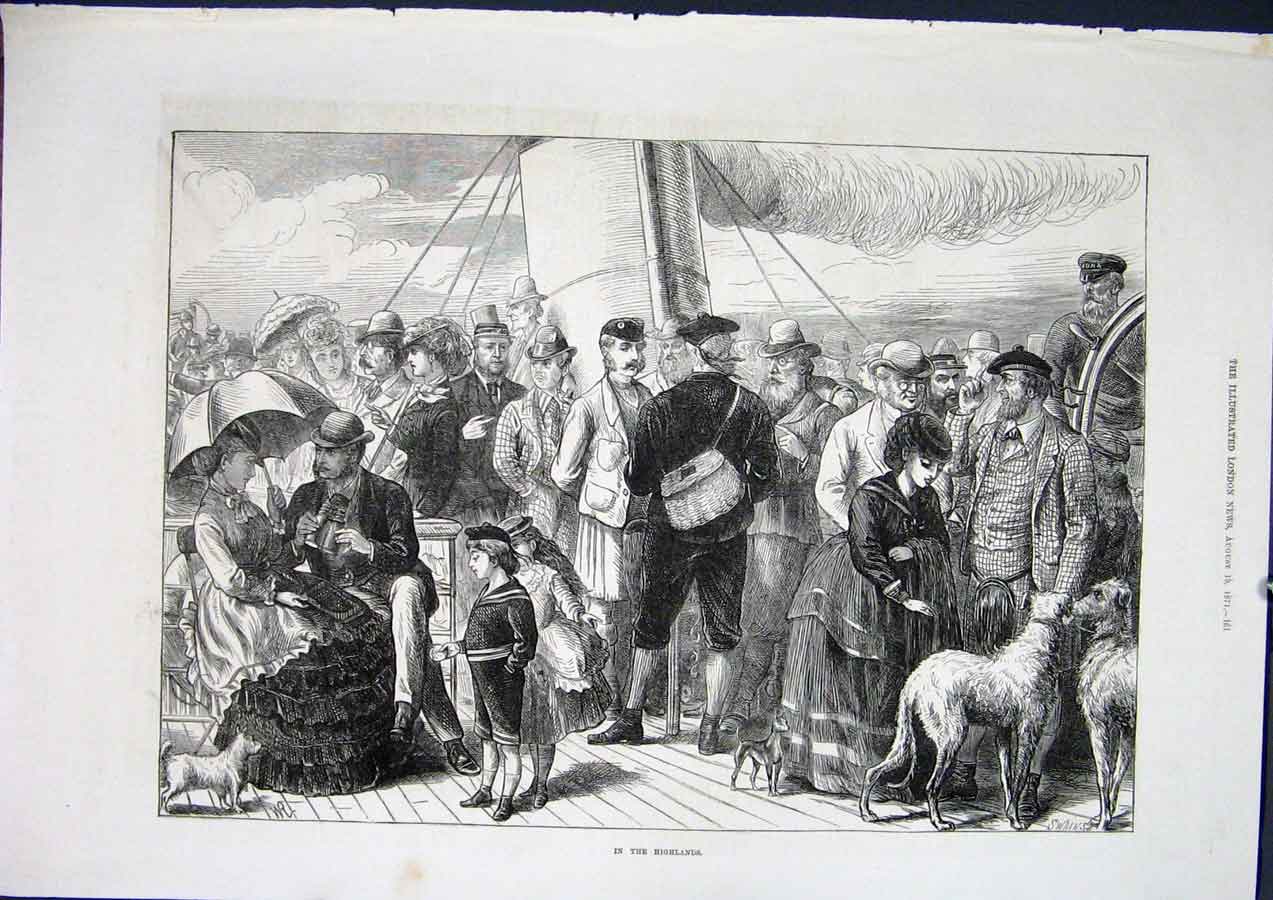 Original Old Antique Print Highlands Scotland Fine Art 1871 19th