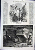 Original Old Antique Print Brittany Morlaix Chimney Francis I France 1871 19th
