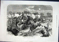 Original Old Antique Print Cavalry Horses Aldershott Stampede Fine Art 1871 19th