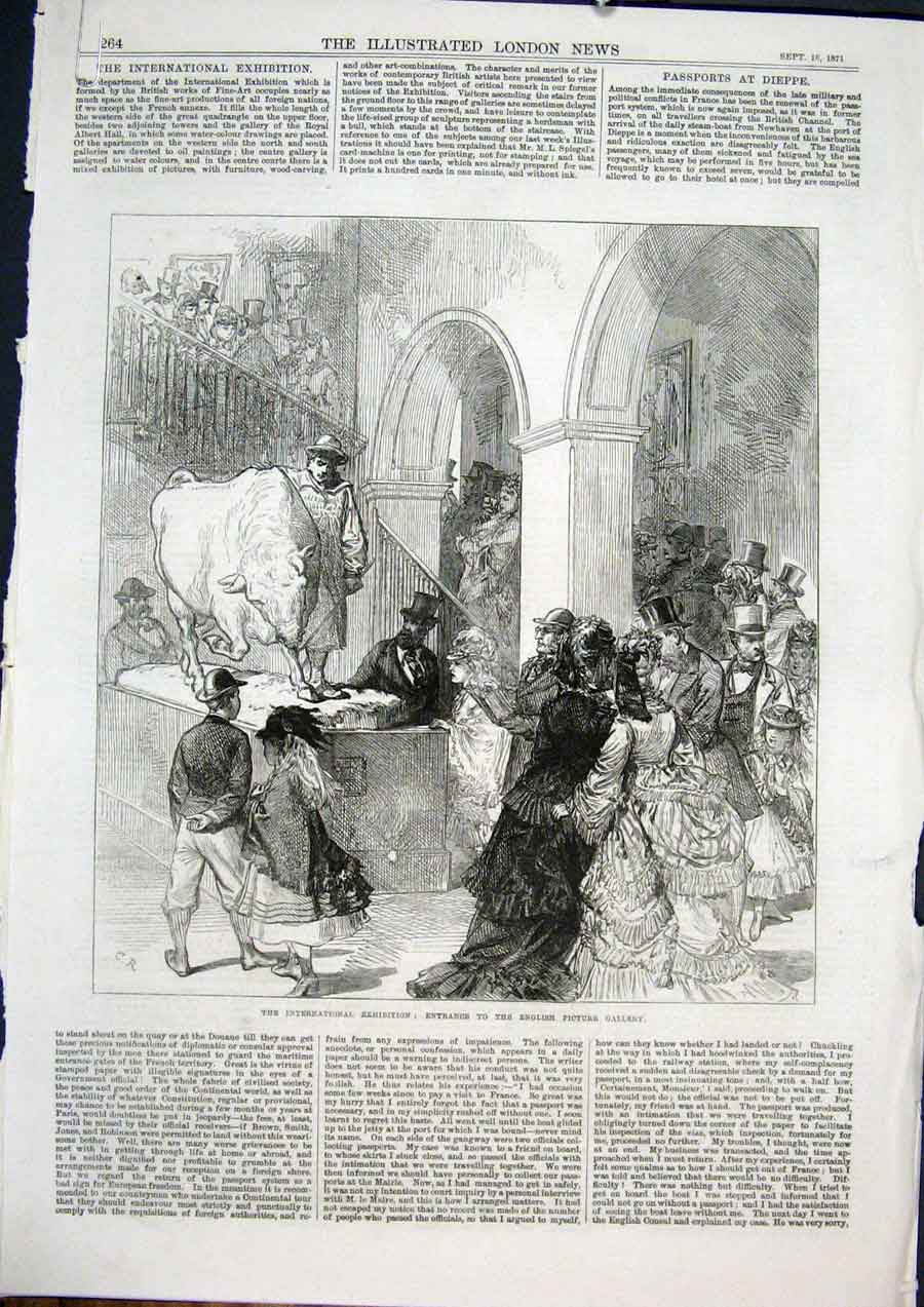 Old Antique Print Exhibition Bull Statue Kensington Crittenden Porcelain