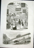 Old Antique Print Indian Court Exhibition Righi Railway Switzerland 1871 19th