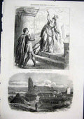 Original Old Antique Print Rebecca Drury Lane Theatre Kinghus Castle Denmark