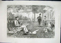Original Old Antique Print Chill October Rotten Row London Fine Art 1871 19th