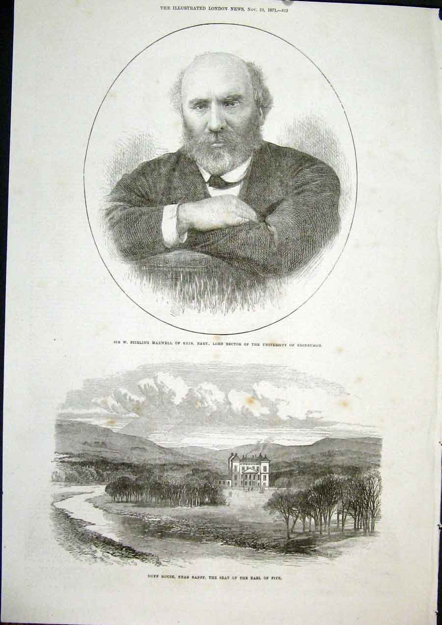 Original Old Antique Print Portrait Maxwell Keir Edinburgh Duff House Earl Fife