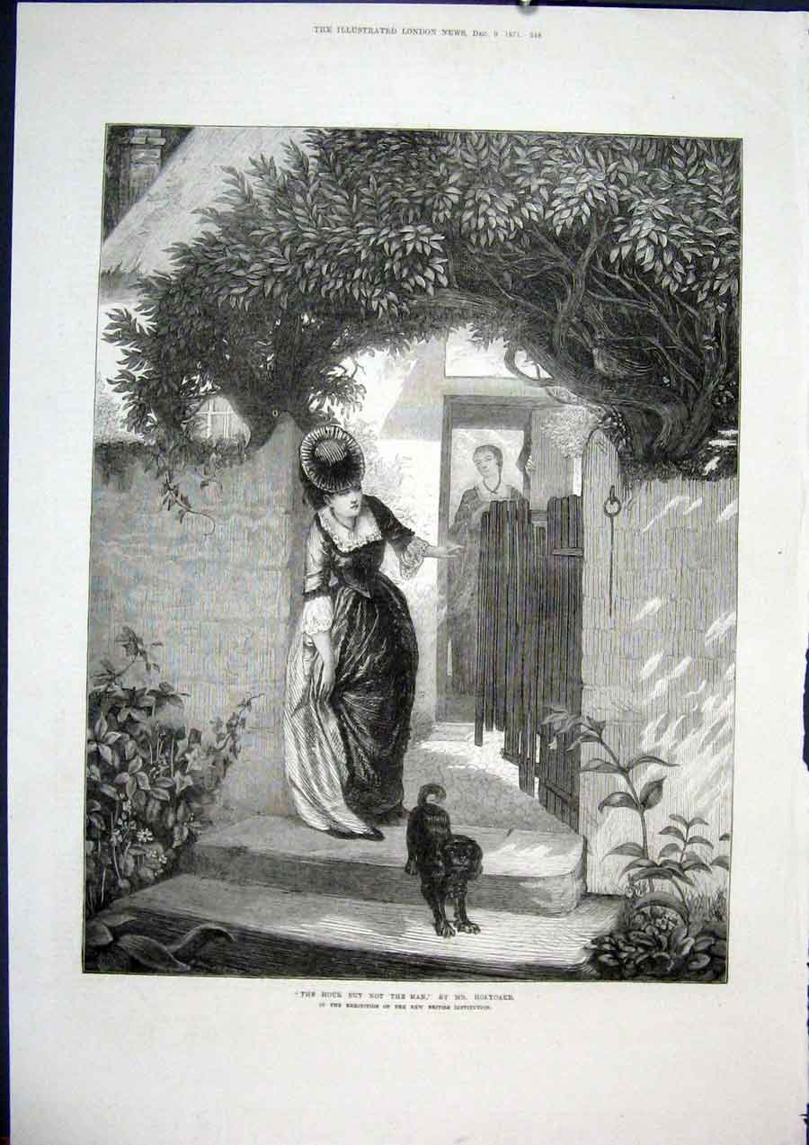 Original Old Antique Print Hour Man Holyoake British Institution Fine Art 1871
