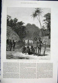 Original Old Antique Print Bishop Patteson Santa Cruz Murder Pacific Ocean 1871