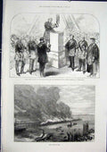 Old Antique Print Leigh Birmingham Queen'S Hospital Leith Pier Fire 1871 19th