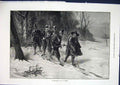 Original Old Antique Print Track Roberts Trackers Snow Siers Fine Art 1871 19th