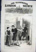 Original Old Antique Print Westminster Play Andrian 1871 Theatre 19th