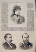 Original Old Antique Print Portrait Murska Agnesi Faure Singers 1873 Victorian