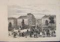 Original Old Antique Print Sketches Vienna Aspern Bridge 1873 19th