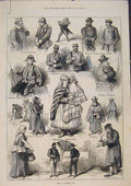 Original Old Antique Print Viennese Life Vienna People Children Sier Girl 1873
