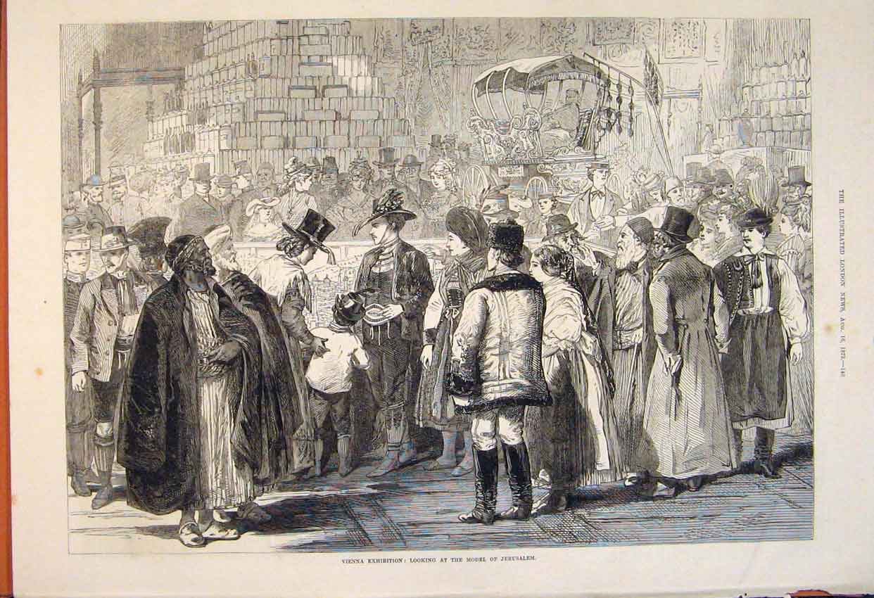 Original Old Antique Print *0013 Vienna Exhibition Model Jerusalem 1873