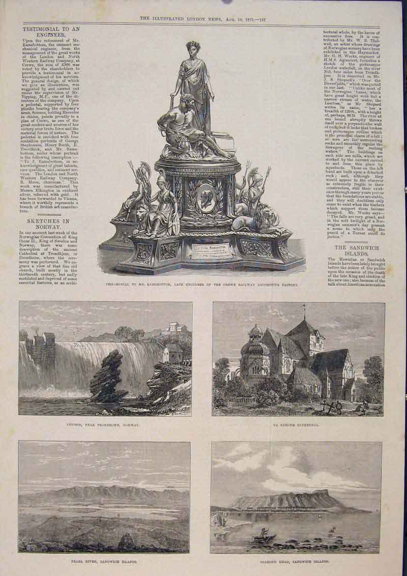 Old Antique Print Ramsbottom Locomotive Factory Cathedral Ndhjem Sandwich