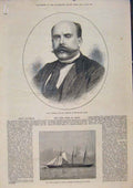 Old Antique Print Portrait Castelar Spain Yacht Deerhound Civil War 1873 19th