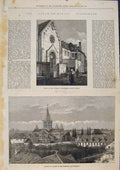 Old Antique Print Chapel Convent Garden Paray-Le-Monial Pilgrimage 1873 19th
