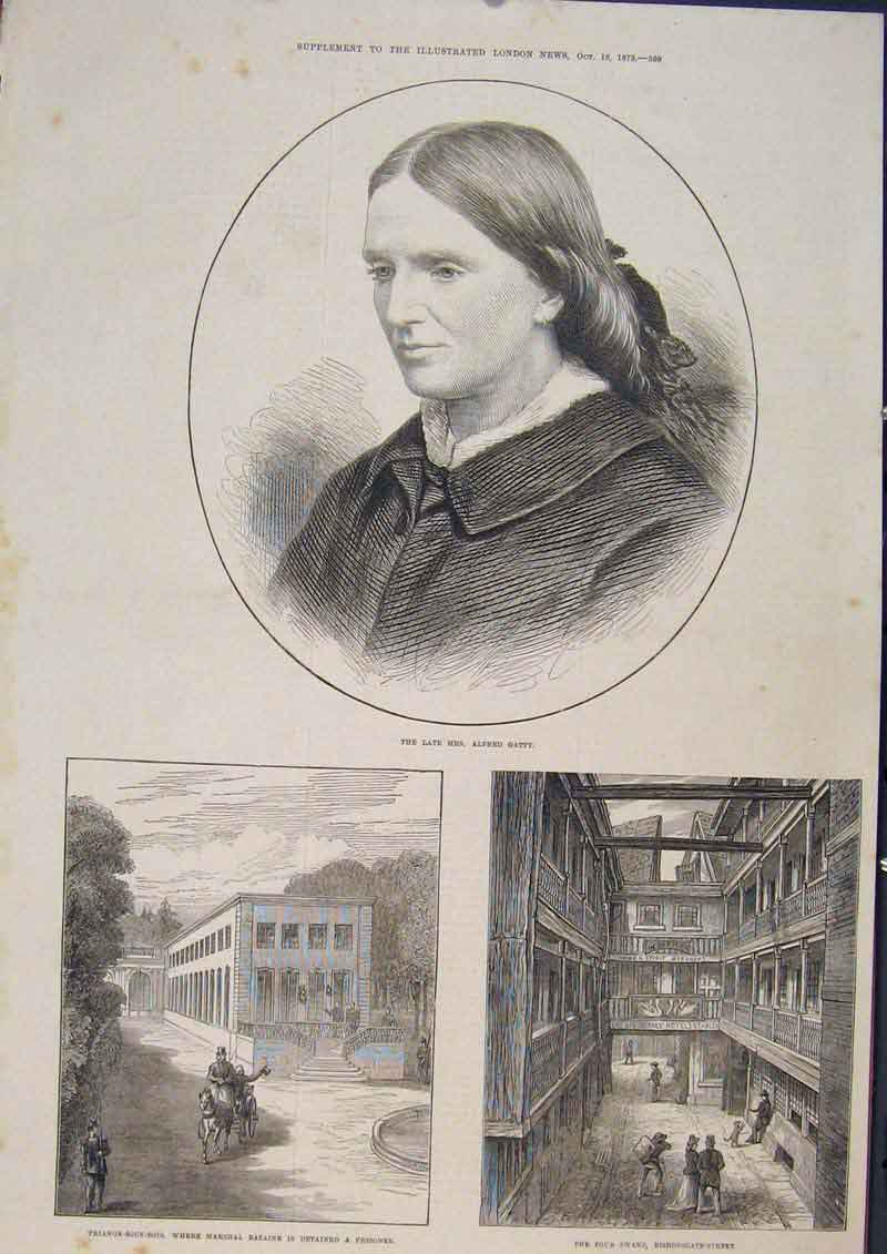 Old Antique Print Portrait Gatty Marshall Bazaine Bishopsgate Street 1873 19th