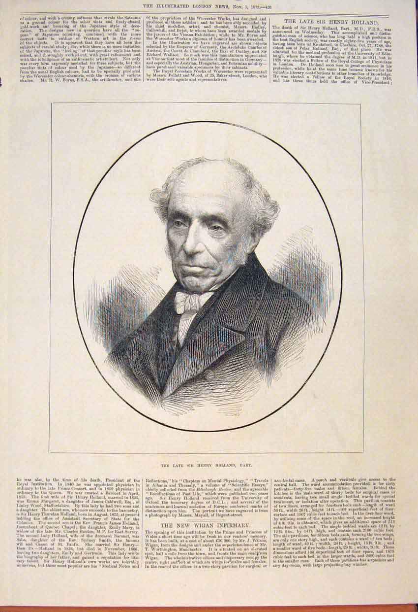 Original Old Antique Print Portrait Holland Science Cheshire 1873 19th