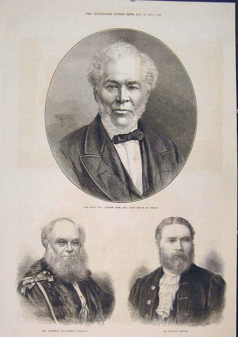 Original Old Antique Print Portrait Lusk Mayor London Alderman Whetham Johnson