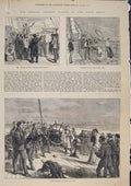 Original Old Antique Print GCoast Volta Ship Brighton War Baring 1873 Victorian