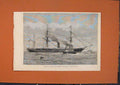 Original Old Antique Print Staem Tug Plymouth Troops Himalaya GCoast 1873 19th