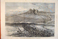 Original Old Antique Print Russian Expedition Khiva Water Desert Troops 1873