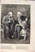 Original Old Antique Print Boys Together Rememberance Miur Fine Art 1873 19th