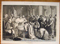 Original Old Antique Print Baptism Moors Conquest Granada Long Fine Art 1873