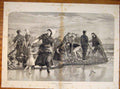 Old Antique Print Shoal Mackerel Duncan Beach Fish Netting Fine Art 1873 19th