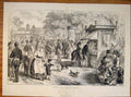 Original Old Antique Print Unter Den Linden Berlin Germany Market Street 1873