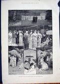 Original Old Antique Print Fete Botanic Gardens Regent'S Park London 1881 19th