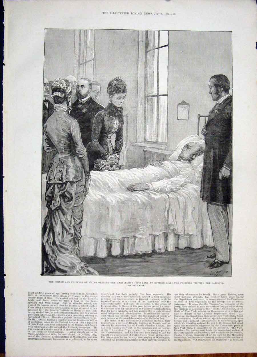 Old Antique Print Marylebone Infirmary Notting Hill Prince Patients 1881 19th