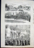 Original Old Antique Print Ireland Residence Jubilee Kings College London 1881