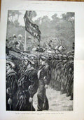 Original Old Antique Print Volunteer Review Windsor Naval Artillery Queen 1881